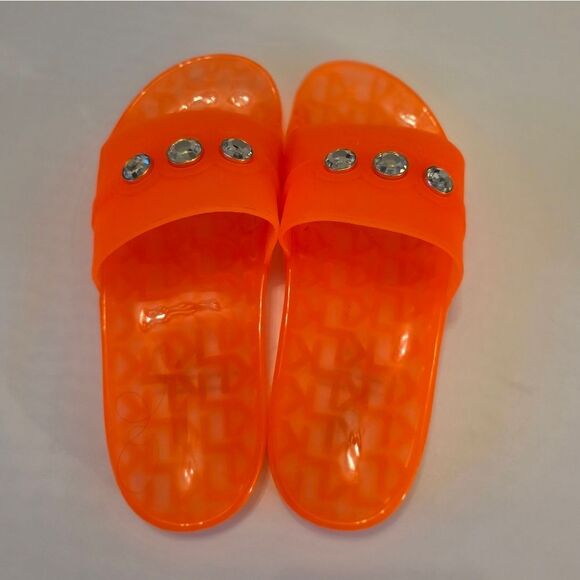 BRAND NEW KARL LAGERFELD TEAL SLIDE with CRYSTAL DETAILS SANDAL R3 - Picture 10 of 15